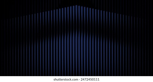 Abstract blue and red dynamic wavy line dotted texture ,Dark blue background with copy space. Modern futuristic simple dots pattern. Vector illustration