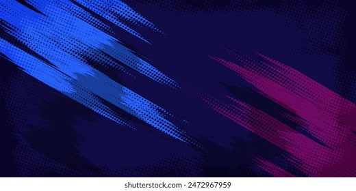 Abstract blue and red dynamic wavy line dotted texture ,Dark blue background with copy space. Modern futuristic simple dots pattern. Vector illustration