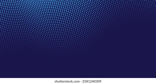 Abstract blue and red dynamic wavy line dotted texture ,Dark blue background with copy space. Modern futuristic simple dots pattern