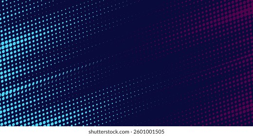 Abstract blue and red dynamic wavy line dotted texture ,Dark blue background with copy space. Modern futuristic