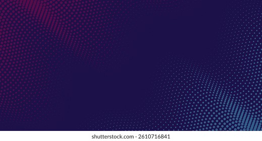 Abstract blue and red dynamic wavy line dotted texture ,Dark blue background with copy space. Modern futuristic simple dot  modern