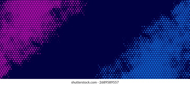 Abstract blue and red dynamic wavy line dotted texture ,Dark blue background with copy space. Modern futuristic simple dots pattern. Vector illustration