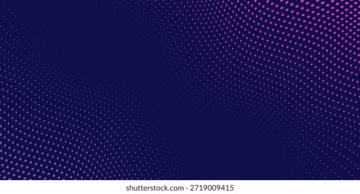 Textura pontilhada de linha ondulada dinâmica azul e vermelha abstrata, fundo azul escuro com espaço de cópia. Padrão moderno de pontos simples futurista. EPS10