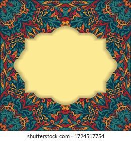 Resumen de fondo de patrón floral azul y rojo. Fondo de pantalla Art Deco para tarjetas de vacaciones e invitaciones
