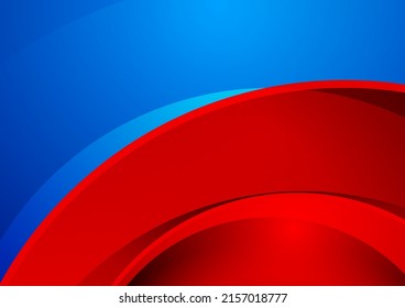 Abstract blue red geometric wavy glossy background. Vector design
