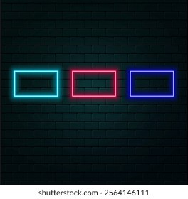 Abstract blue and red glowing neon light square in empty concrete room with shiny reflective floor Abstract blue and red glowing neon light square in empty concrete room with shiny reflective floor.