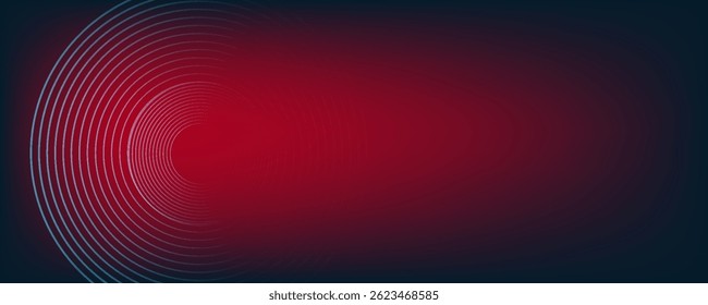 Abstract blue red gradient background with glowing geometric lines. Modern shiny circle line pattern. Futuristic technology concept. Suit for poster, banner, brochure, cover, web. Vector illustration