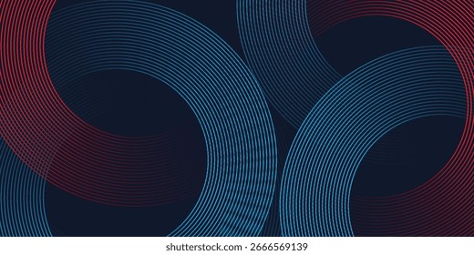 Fondo degradado rojo azul Abstractas con líneas geométricas brillantes. Modelo brillante moderno de la línea del círculo.
