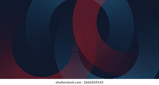 Fondo degradado rojo azul Abstractas con líneas geométricas brillantes. Modelo brillante moderno de la línea del círculo.
