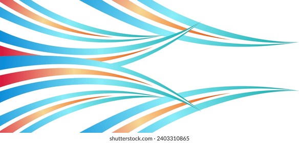 abstract blue and red gradient curves sticker for car wrap livery background