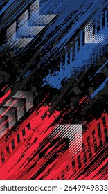 Abstract blue and red grunge brush stroke stripes racing background