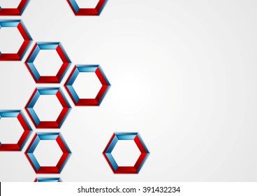 Abstract blue red hexagons corporate background. Vector design