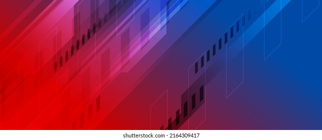 Resumen de color azul rojo de alta tecnología de fondo mínimo geométrico. Diseño de pancartas vectoriales