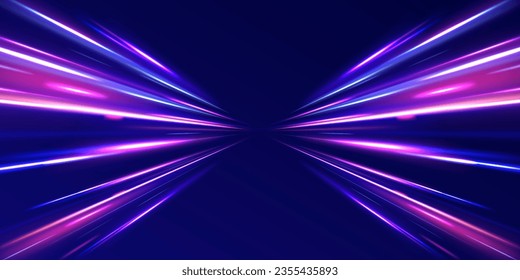 Abstract blue and red light motion background. Electric swirl lines, neon light effect. Neon blurred circles in motion. PNG vector light pink and purple lines swirling in a spiral.