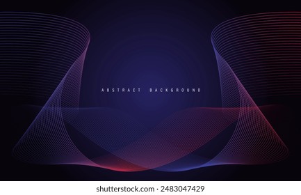 Abstrakte blaue rote Linienwellenkurve auf dunkelblauem Design Moderne Luxus-Technologie futuristische Hintergrund-Vektorillustration.