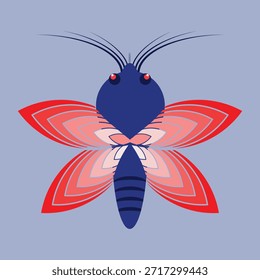Polilla azul y roja Abstractas con alas geométricas