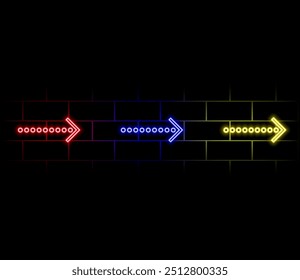 Abstract blue and red neon light arrow background. Digital tech line glow design with geometric shape speed motion sign. Dark electric banner to boost power or direction shine for cyber casino gamer.