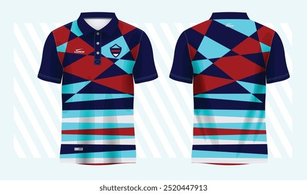 abstract blue and red polo sport shirt sublimation jersey template design