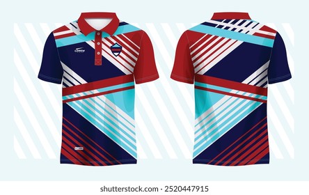 abstract blue and red polo sport shirt sublimation jersey template design