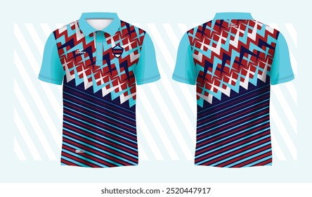 abstract blue and red polo sport shirt sublimation jersey template design