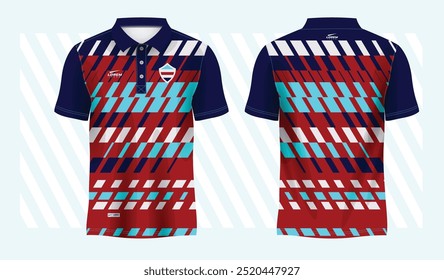 abstract blue and red polo sport shirt sublimation jersey template design