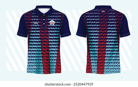 abstract blue and red polo sport shirt sublimation jersey template design