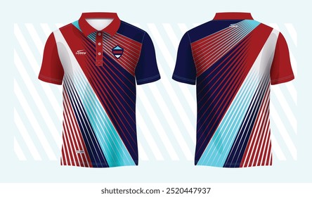 abstract blue and red polo sport shirt sublimation jersey template design