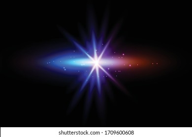 Abstract blue red Rays shine. isolated on transparent background