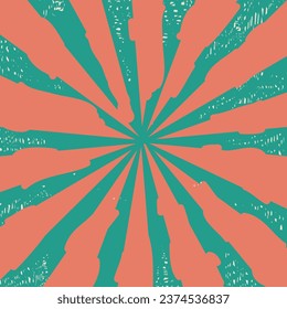 Resumen de rayos retro azules y rojos. Borde y fondo vintage. Ilustración del vector	