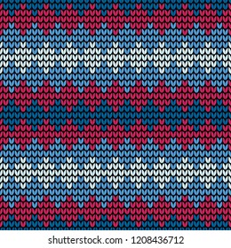 Abstract blue and red seamless knitting pattern background