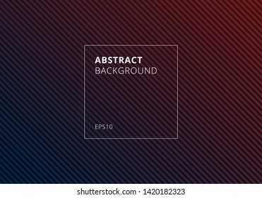 Abstract blue and red striped lines diagonal pattern on dark background and texture. Vector illustration