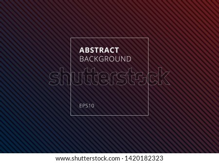 Abstract blue and red striped lines diagonal pattern on dark background and texture. Vector illustration