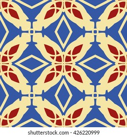 Abstract blue and red vintage pattern. Good for tiles, printing on paper and fabric.