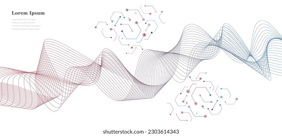 abstract blue red wave, geometric DNA texture background, scientific technology, genetic concept