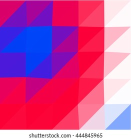 Abstract blue red white low poly triangular business background in op art style. Colors suitable for the occasion of Independence Day.