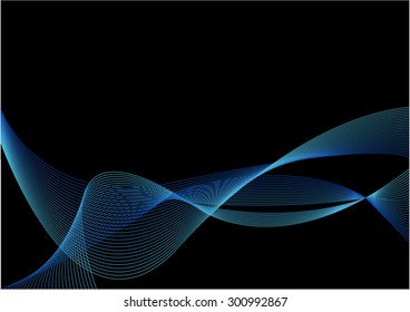 Abstract Blue Ribbon with Blend on Black Background
