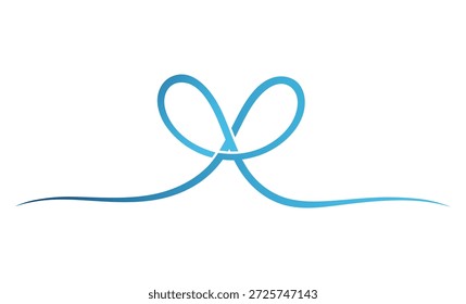 Abstract blue ribbon loop graceful symmetrical knot shape flowing smooth gradients vibrant