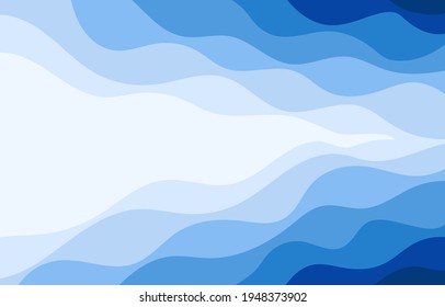 Abstract blue river curved waves, banner background vector illustration.