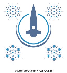 Abstract blue rocket. Technology logo template.