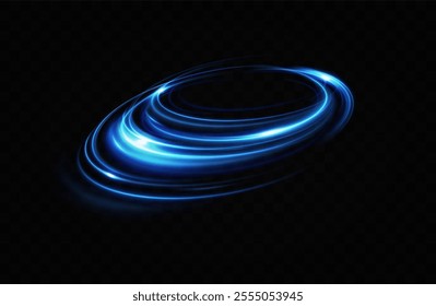 Abstract blue rotating line of light.