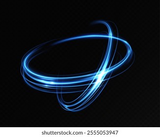 Abstract blue rotating line of light.