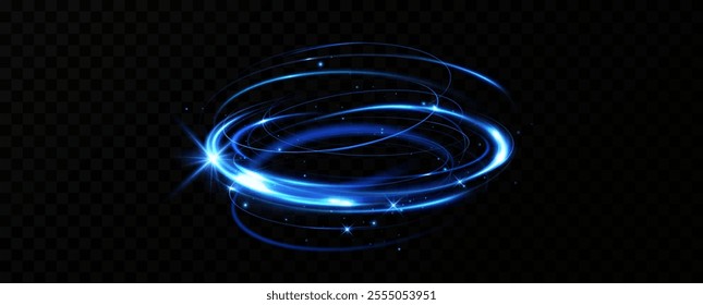 Abstract blue rotating line of light.