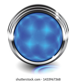 Abstract blue round background with a silver frame, with space for your text. Vector illustration