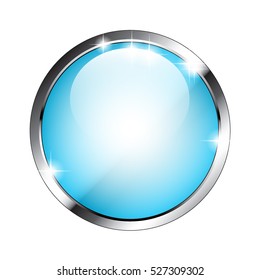 Abstract blue round background in a silver frame, with space for your text. Vector illustration,  on transparent background