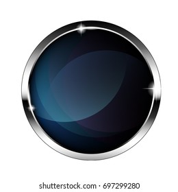 Abstract blue round background with a silver frame, with space for your text. Vector illustration.