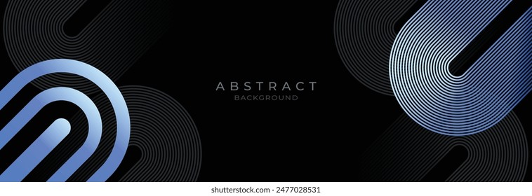 Abstractas azul redondo geométrico sobre fondo oscuro. Líneas de rayas diagonales de color gris azulado brillante. Elemento de Diseño gráfico moderno. Concepto de tecnología futurista. Traje para póster, portada, Anuncio, presentación