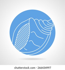 Abstract blue round vector icon with white line 