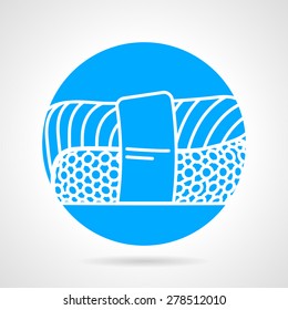 Abstract blue round vector icon with white contour nigiri sushi on gray background. Japanese food