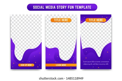 Abstract blue royale social media instagram story vector template design pack set liquid trendy modern style for promotion