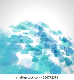 Abstract Blue Scattered Cloud Vector Background, Cloudy Perspective